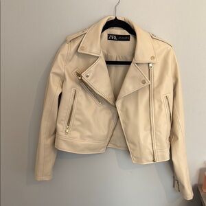 Zara Women's Size Small Cream Biker Jacket